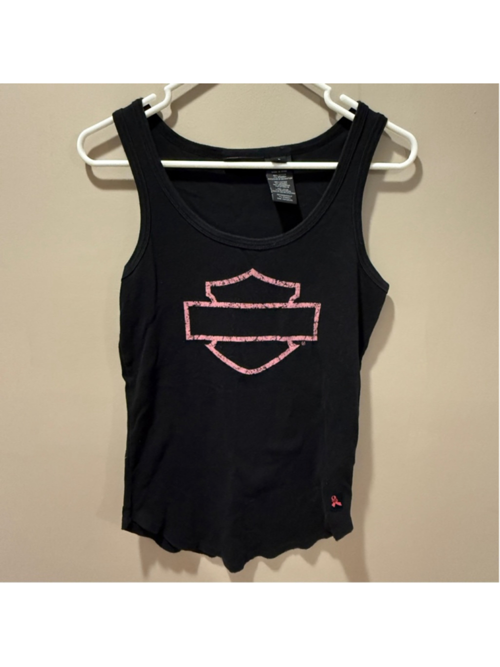 Harley-Davidson Black Tank Top with Pink Logo (Breast Cancer Logo)